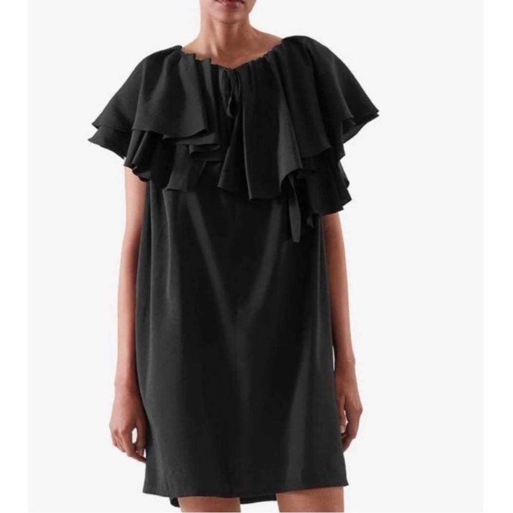 COS Ruffled Tunic Black Dress